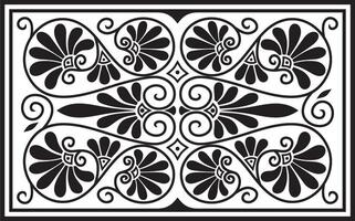 Vector black monochrome square ornament of ancient Greece. Classic tile pattern of the Roman Empire