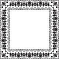 Vector monochrome black square classic greek meander ornament. Pattern of ancient Greece. Border, frame of the Roman Empire