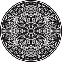 Vector monochrome black Turkish classic circle ornament. muslim round pattern for the mosque