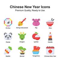 prima calidad chino nuevo año íconos colocar, Listo a utilizar vectores