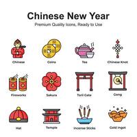 Chinese new year icons set isolated on white background vector
