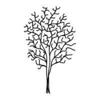 Hand Drawn Tree Outline, Tree Line Art Black and White Sketch Drawing vector