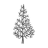 Hand Drawn Tree Outline, Tree Line Art Black and White Sketch Drawing vector