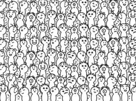 Cute and Adorable Doodle Art Monster, Black and White Doodle Pattern Background Suitable for Decoration vector