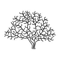 Hand Drawn Tree Outline, Tree Line Art Black and White Sketch Drawing vector