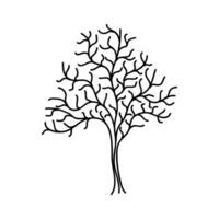 Hand Drawn Tree Outline, Tree Line Art Black and White Sketch Drawing vector