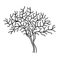 Hand Drawn Tree Outline, Tree Line Art Black and White Sketch Drawing vector