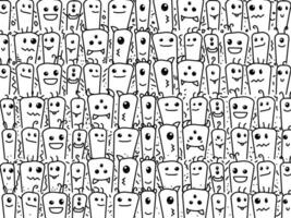Cute and Adorable Doodle Art Monster, Black and White Doodle Pattern Background Suitable for Decoration vector