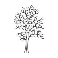 Hand Drawn Tree Outline, Tree Line Art Black and White Sketch Drawing vector