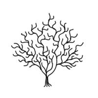 Hand Drawn Tree Outline, Tree Line Art Black and White Sketch Drawing vector