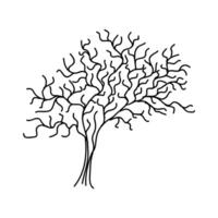 Hand Drawn Tree Outline, Tree Line Art Black and White Sketch Drawing vector