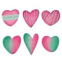 Colorful heart shape watercolor element collection vector