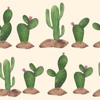 cute cactus seamless pattern. botanical illustration for textile  wallpaper  texture on your project. vector