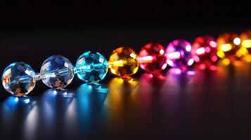 AI generated Mesmerizing image of aligned, colorful glass beads on a dark canvas, a captivating and decorative display, Ai Generated. photo
