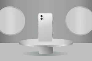Smartphone prototype mockup and stand holding vector