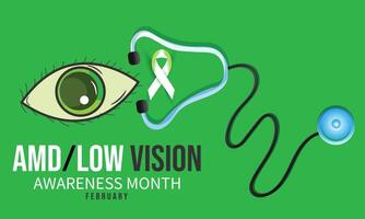 AMD Low vision awareness month. background, banner, card, poster, template. Vector illustration.