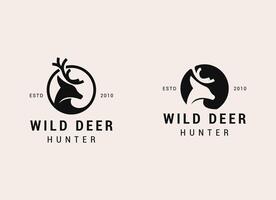 Wild deer logo design. Silhouette of deer logo vector