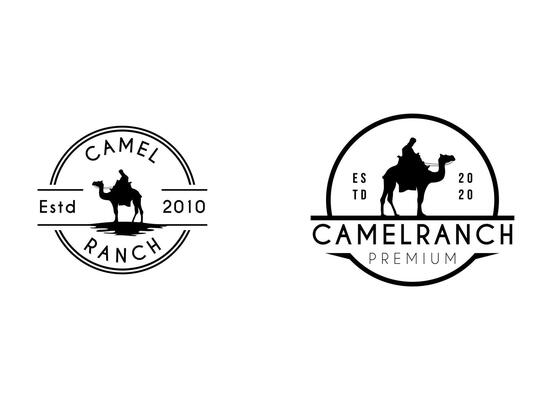 desert camel silhouette logo design. Camel ranch logo design.