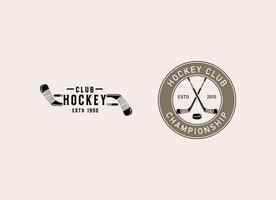 Ice Hockey league. Vintage hockey emblem with hockey cues. Logo template for team, club, league, tournament vector