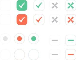 cierto o FALSO, en o apagado, habilitar o inhabilitar botón. usuario interfaz diseño icono. vector