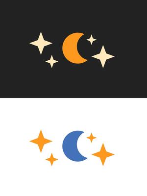 Moon and stars icon set. Vector illustration of moon and stars. Dark and light version.