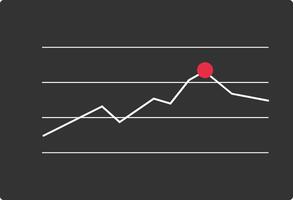 Vector illustration of a graph with red circle on the gray background.