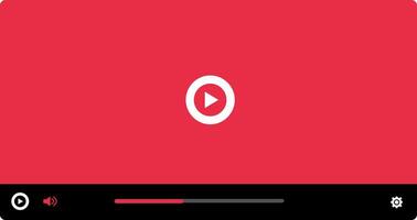 Video player on a red background. Vector illustration for web design.