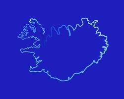 Vector isolated illustration of Iceland map with neon effect.