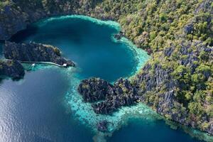 Aerial view of Twin Lagoon in the Philippines photo