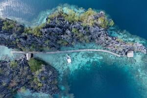 aéreo ver de el gemelo laguna en coron isla, palawan, Filipinas Asia foto