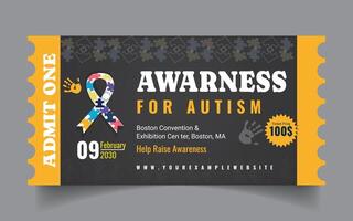 Tickets Design for awareness Autism Awareness Raffle Ticket vector