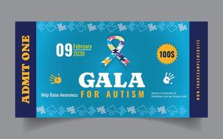 Tickets Design for awareness Autism Awareness Raffle Ticket vector