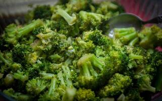 Steamed broccoli Being served photo