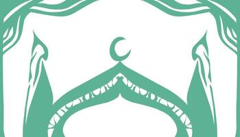 Background theme of Ramadan and Muslim holidays in mint green colour, with a picture of a mosque dome. vector