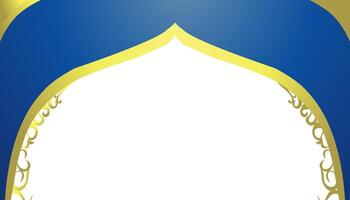 Ramadan and Muslim holidays themed background with a mosque dome in gradient blue and gold lines vector