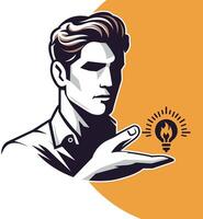 Illustration of a Person with a Idea Icon vector