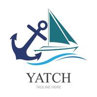 Vector sailing boat yacht logo vector illustration isolated on white. Yacht club logotype