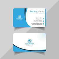 Blue color vector business card design template or abstract visiting card