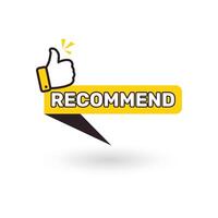 Recommended icon with thumb up. Vector illustration for your web site design.