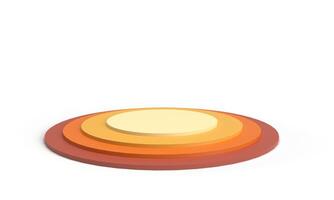 podium stage round circle step orange yellow brown cream colour white dicut background product pattern presentation scene display minimal display studio platform dais object podium cosmetic make up photo