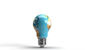 Lamp light bulb map earth world planet circle round white background dicut object icon symbol earth hour technology ecology energy power save idea nature solution sustainable innovation resource time photo