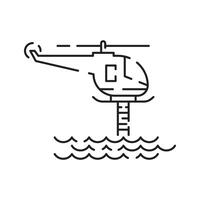 City flood line icon, climate change and ecology, water disaster vector icon, vector graphics, editable stroke outline sign, eps 10.