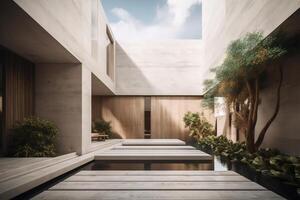 AI generated Inner courtyard of the house, feng shui minimalism style. Generative AI photo