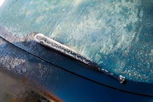 frozen rear window wiper from a car photo