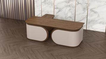 3D rendering of the management desk. boss desk in work place photo