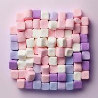 AI generated A Close-Up View of Soft and Squishy White and Pink Marshmallows photo