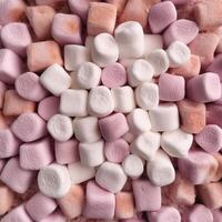 AI generated A Close-Up View of Soft and Squishy White and Pink Marshmallows photo