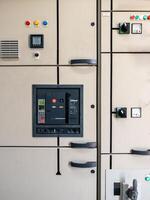 The switch controls on the electrical circuit cabinet. photo