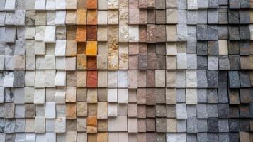 AI generated Assorted wall tile samples showcasing diverse textures. Design possibilities unfold, Ai Generated. photo
