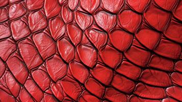 AI generated Bold red leather, textured with the allure of reptilian scales, exudes captivating sophistication, Ai Generated. photo
